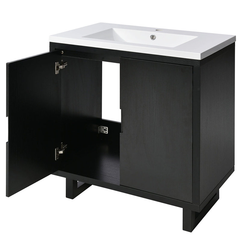 Ensemble de meuble-lavabo simple 29,51 avec plateau Davilmar, Noir