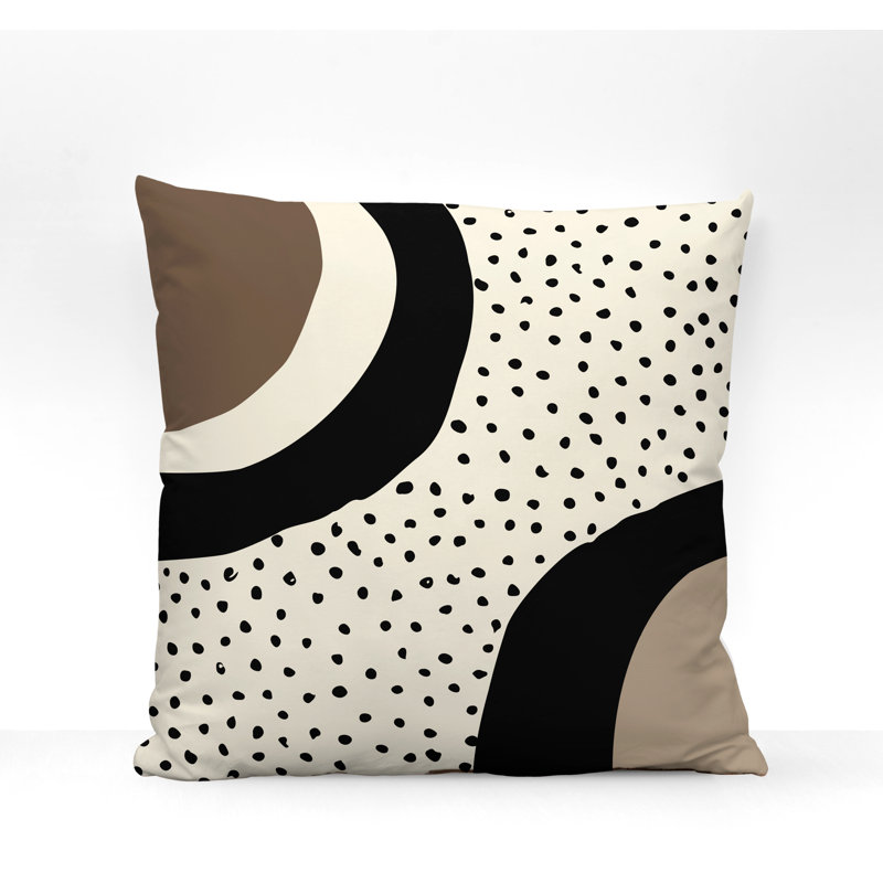 Jira Abstract Outdoor Reversible Throw Pillow, Beige/Off White/Black, 19" x 19"