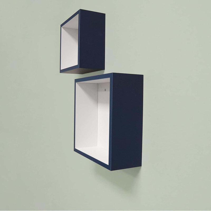 Navy Cube Shelf Set, 4" D X 10" W X 10" H, Set Of 2