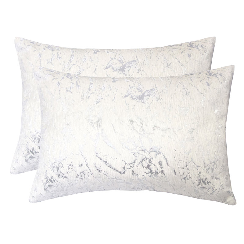 Damask Chenille Throw Pillow, White