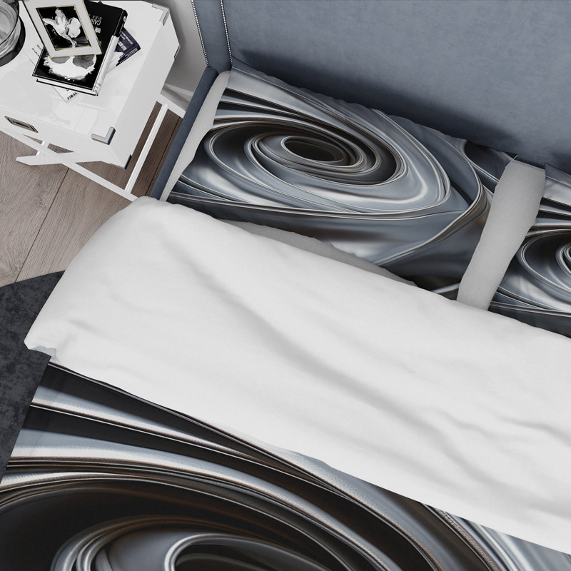 Ensemble de housse de couette Gray Spiraling Abstraction - Abstract Spirals