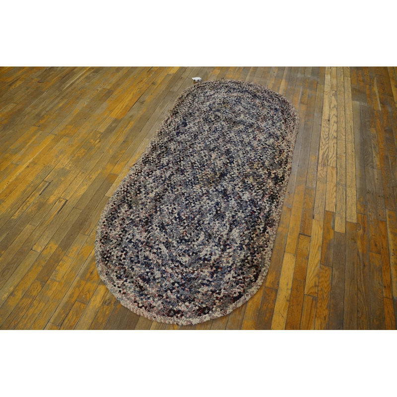 Antique Braided Small Scatter Size Wool Multicolor Rug