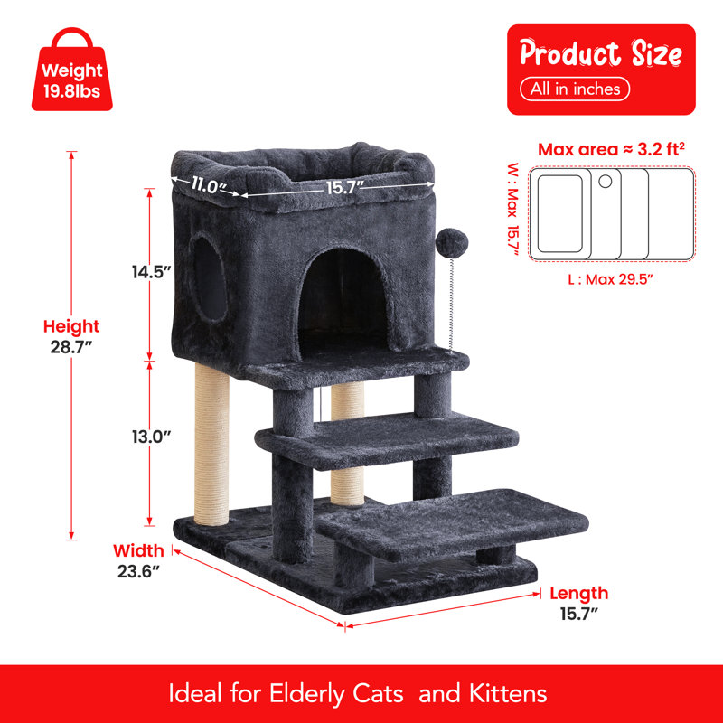 Tour pour arbre à chat 28,7 po, Gris foncé