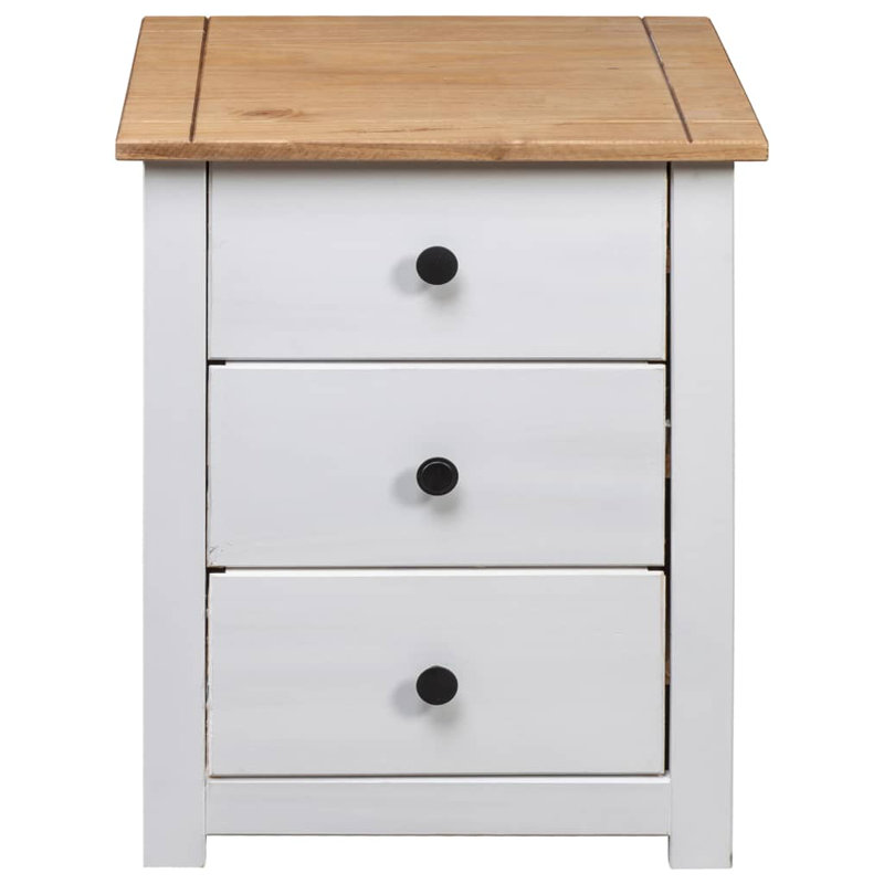 Macias 46cm W Solid Wood Bedside Table, White/Brown