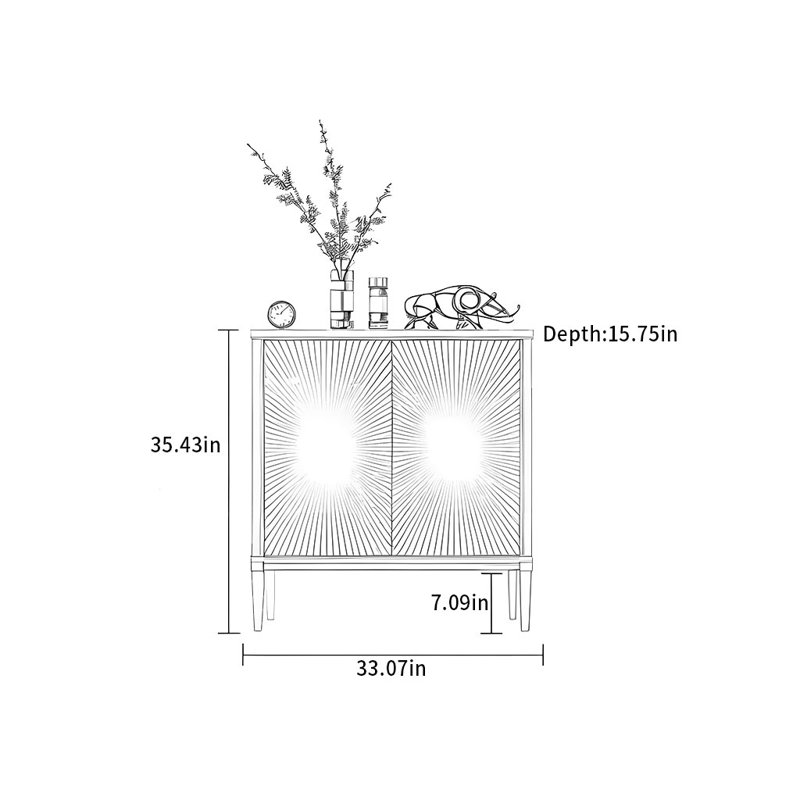Buffet américain de luxe léger et simple, H 35,43 po x l 33,07 po x P 15,75 po