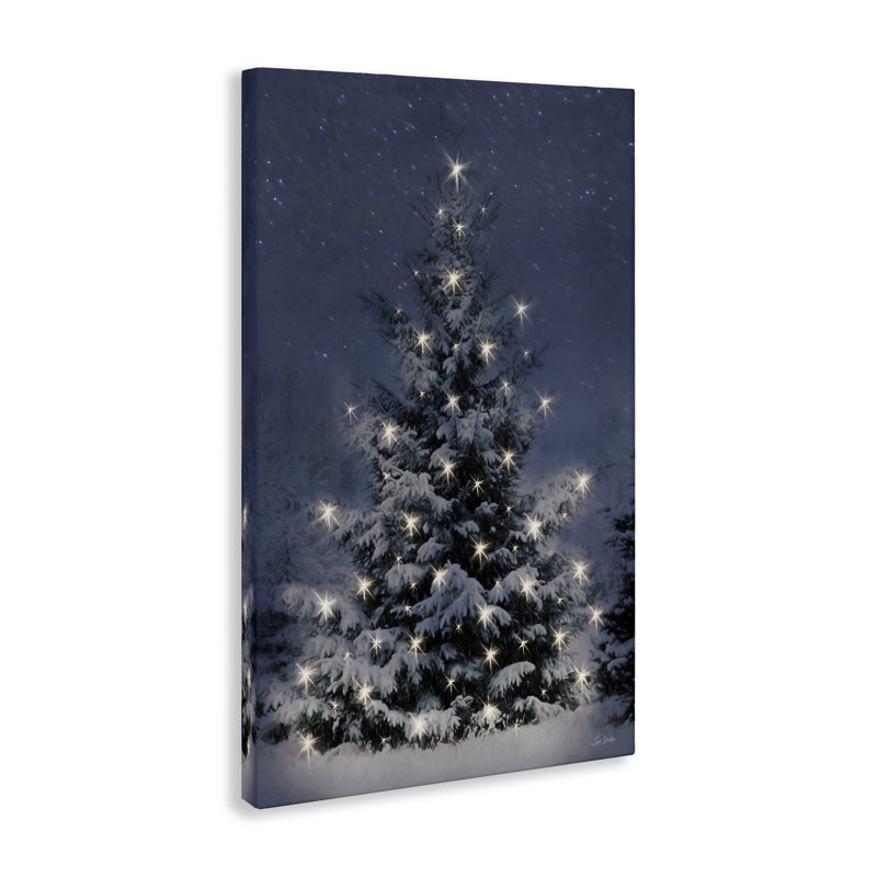 Arbre de Noël enneigé, toile par Lori Deiter, H 30 po x l 20 po