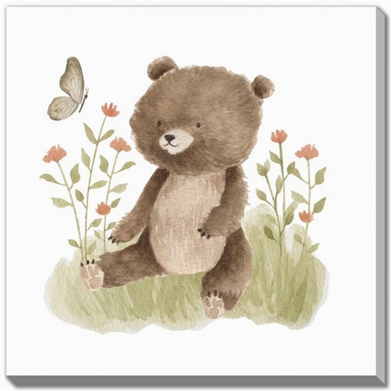 Ours mignon, art mural sur toile, H 38 po x l 38 po