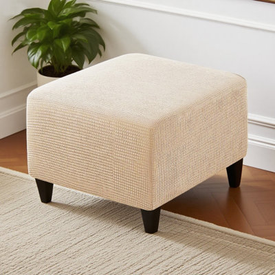Stretch Slipcovers Machine Washable Small Checks Jacquard Ottoman Covers  Removable Washable with Elastic Bottom Footstool Protector