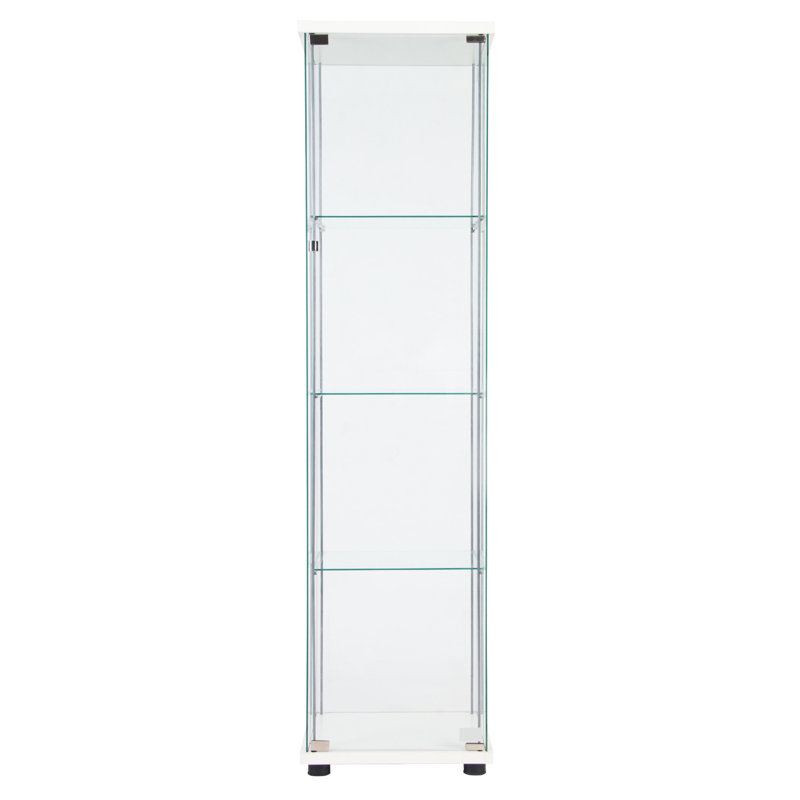 Armoire en verre blanc avec 4 tablettes et une porte - option de présentation élégante à 4 tablettes