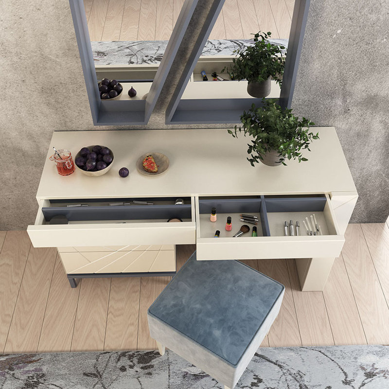 Ensemble de coiffeuse avec tabouret, Mat