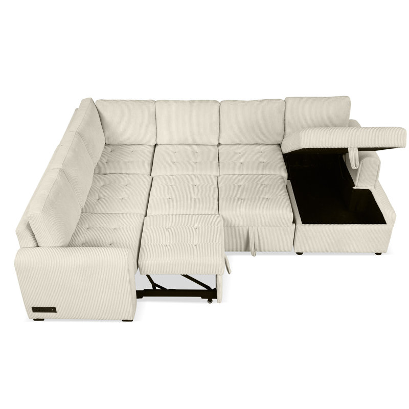 Canapé-lit modulaire en U de 107,5 po avec méridienne coulissante