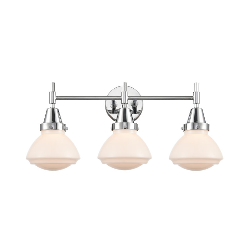 Éclairage pour meuble-lavabo à 3 lumières à intensité variable Gayle, Blanc mat, Chrome poli, Ampoule non incluse