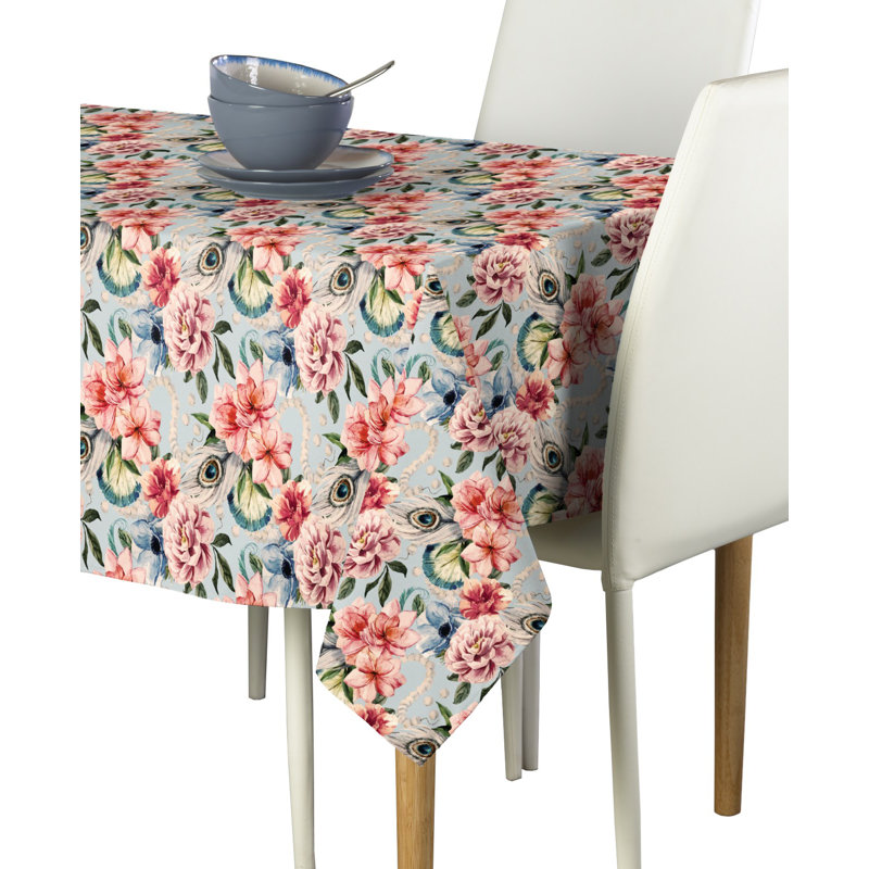 Aleck Floral Feathers Milliken Signature Tablecloth, 104" L x 60" W