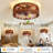 19.7" 4-Light Flush Mount Brown Wood Ceiling Fan Light, 5-Blade Rustic Fandelier with Remote Control and Reversible DC Motor for All-Season Use-777243277