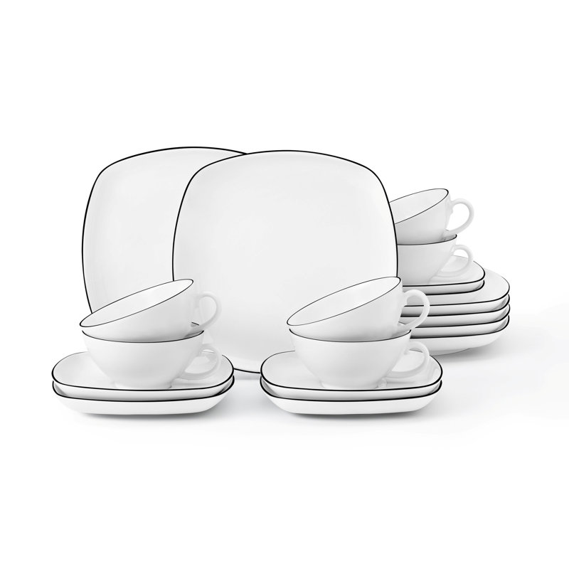 Lido Black Line 18 Piece Tea Set