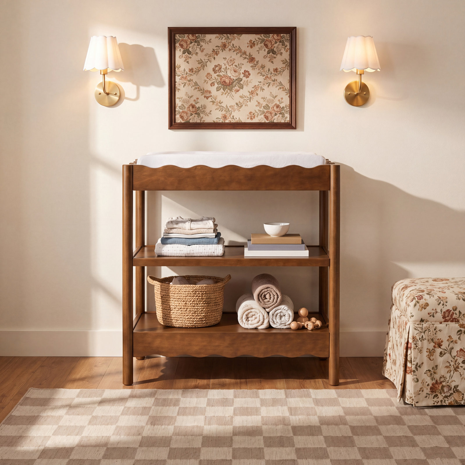 Swell Solid Wood Changing Table, Natural Walnut