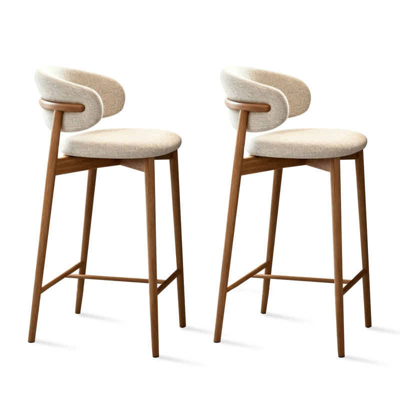 Chaise d'appoint à dossier rembourré en noyer (lot de 2), 46.06"