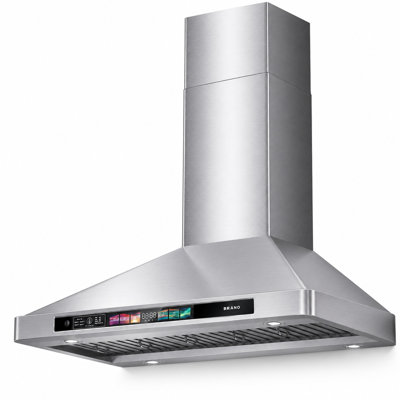 36 In. Wall Mount Range Hood, 900 CFM Convertible Kitchen Hood with Voice/Gesture/Touch Control, 4 Adjustable LED Lights & Carbon Filter Included
