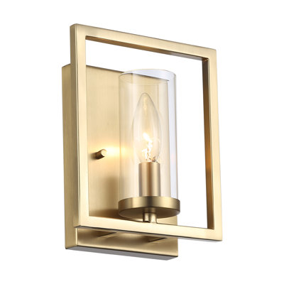 Marco 1-Light Wall Sconce in Brushed Champagne Bronze with Clear Glass