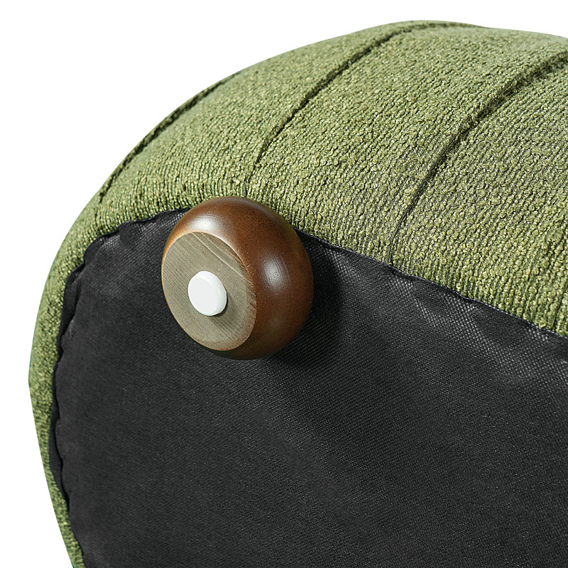 Mokade Modern Minimalist Boucle Oval Upholstered Ottoman with Rubberwood Legs, Olive Green Boucle