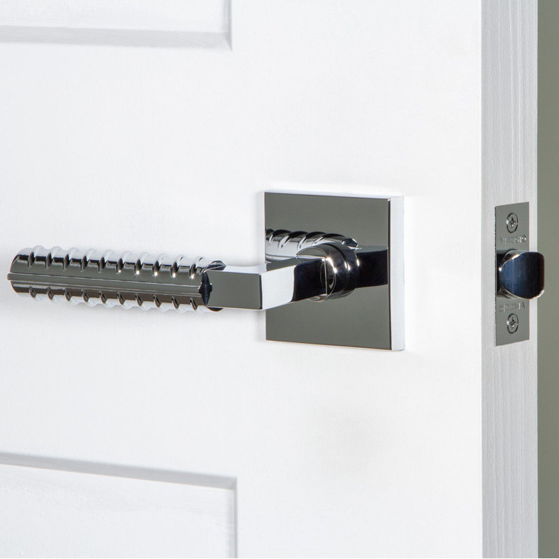 Viaggio Circolo Rosette Double Dummy, Bright Chrome, Square, Modern Industrial Lever Handle