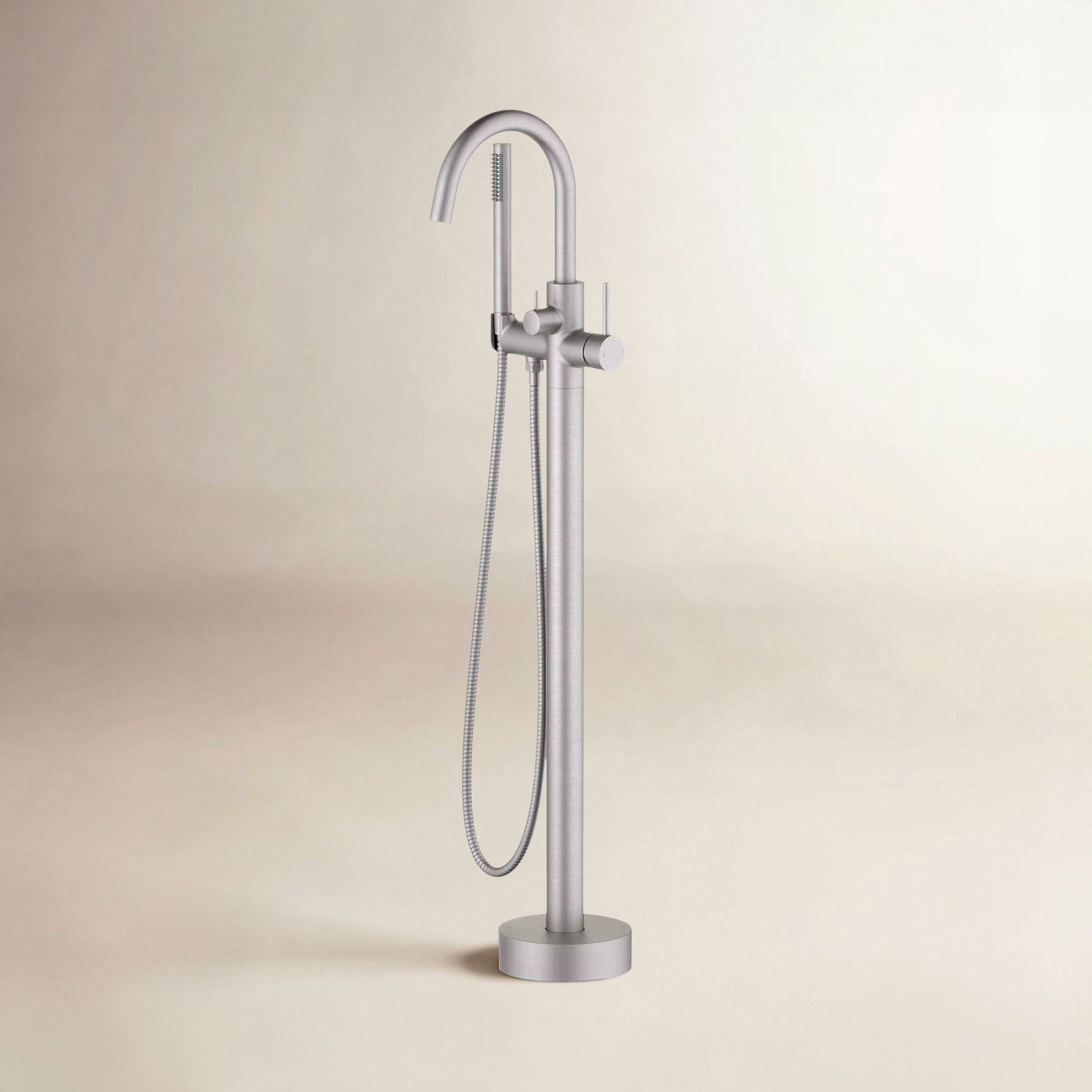 Circular Freestanding Tub Faucet, Brushed Nickel