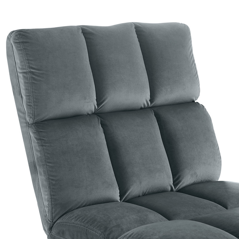 Chaise d'appoint en velours capitonné de 24 po Dehl, Gris foncé