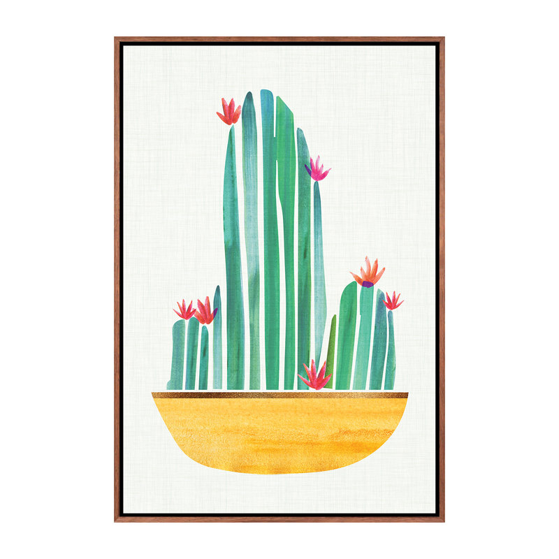 «Tiny Cactus Blossoms II» par Modern Tropical - reproduction d'art, Pas de tapis, H 26 po x l 18 po x 1,5 po