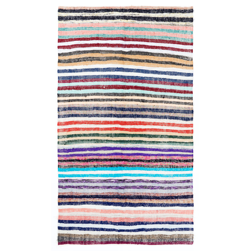 Kilim en coton rayé 4,8 x 8,7 pi Tapis tissé à plat 4 pièces pour la maison et le bureau