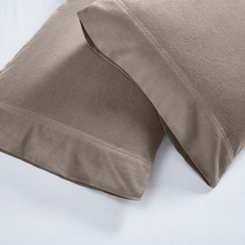 Modern All Season Solid Flannel Cotton Pillowcase, King Pillowcase, Gray