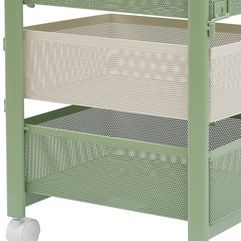 Support de rangement rotatif, chariot de rangement rotatif, organisateur de cuisine sur roulettes (4 niveaux), Vert