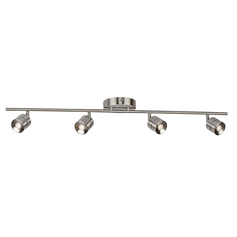 Satin Nickel 4-Light LED Track Fixture with Frosted Acrylic Diffusers
