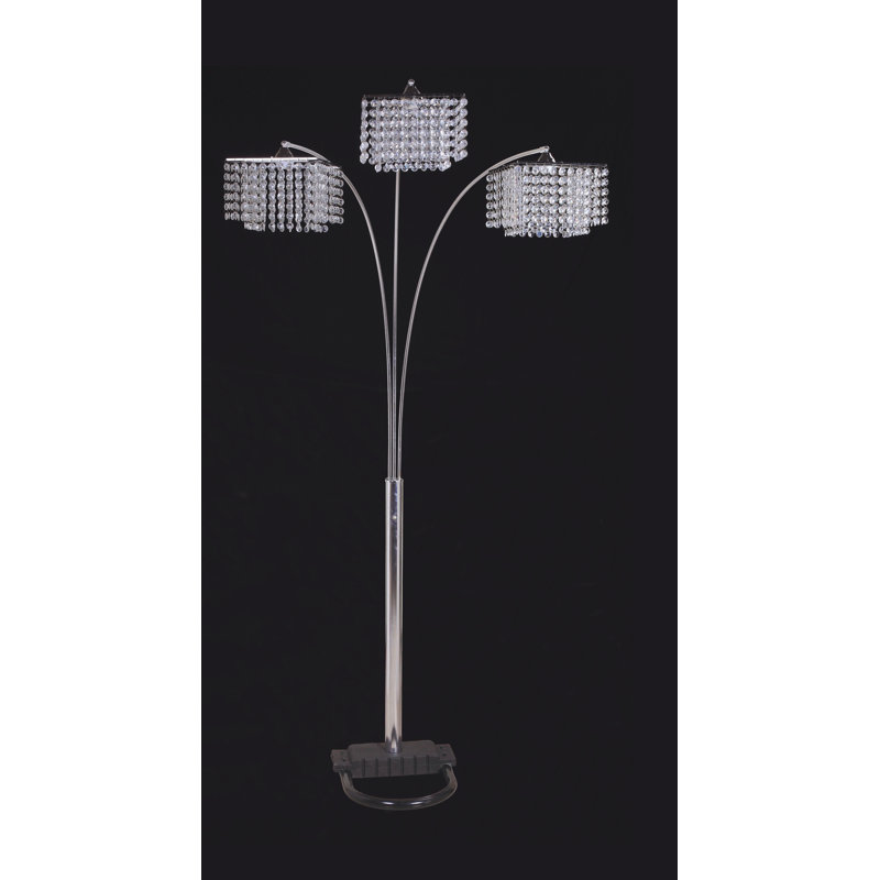 84" 3-Shade Crystal-Inspired Arch Floor Lamp – Luxurious Lighting for Any Room, Chrome