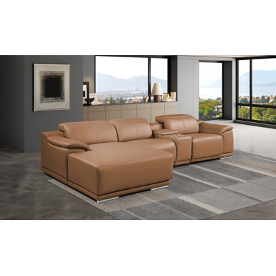 Canapé modulaire en L 4 pièces DivanItalia Cognac