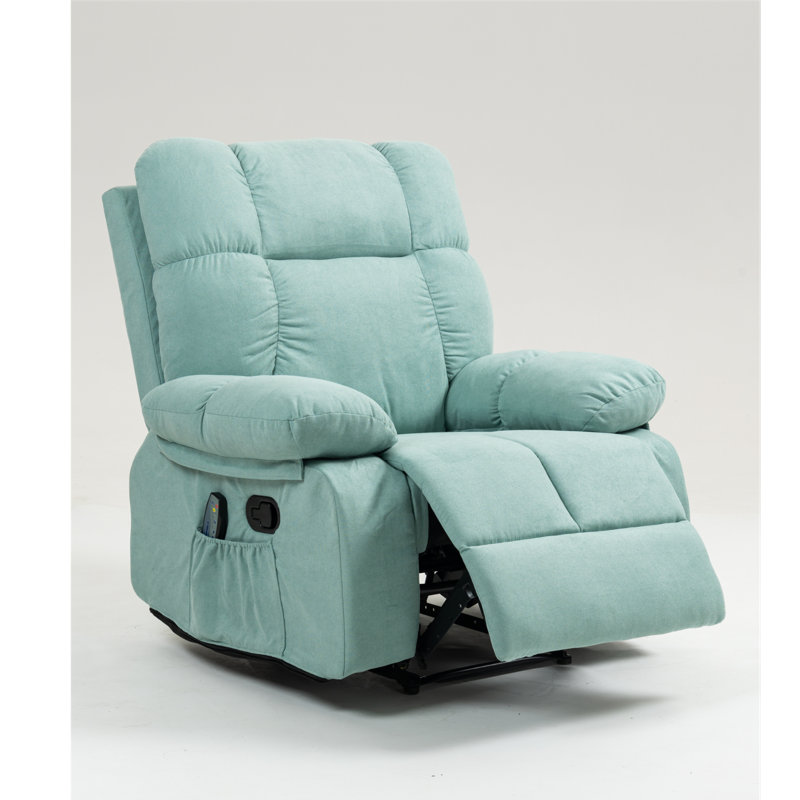41.34"Plush Glider Recliner Chair with Smooth Rocking Motion - Overstuffed Upholstered Fabric Living Room Recliner with Side Pocket Comfortable & Stylish
