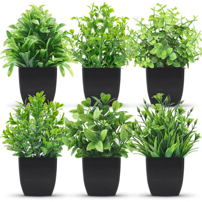 6 Packs Fake Plants Mini Artificial Plants For Home Office Farmhouse Bathroom Shelf Decor Indoor