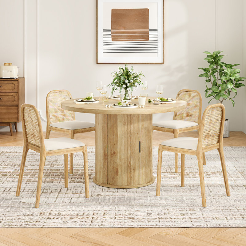 Table de salle à manger ronde avec armoire, Noir