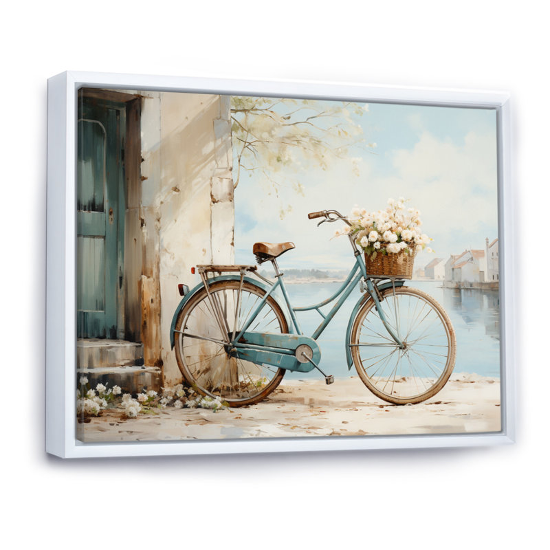 «Vélos tranquilles pédalant IV», H 34 po x l 44 po x P 1,5 po, Cadre flottant blanc