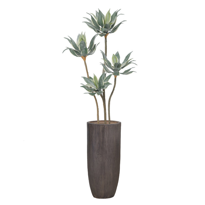 Agave artificiel 70 po en pot, Brun