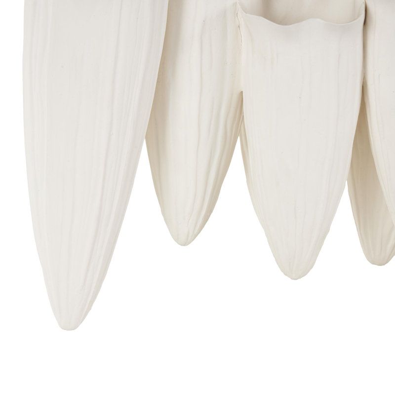 Lark Manor™ Ceramic Floral Inspired 10 Openings Abstract Vase With Linear Grooves, White