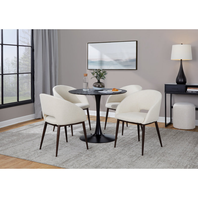 Evanoff 18.5'' H Upholstered Metal Side Chair, Cream Noise, Copper