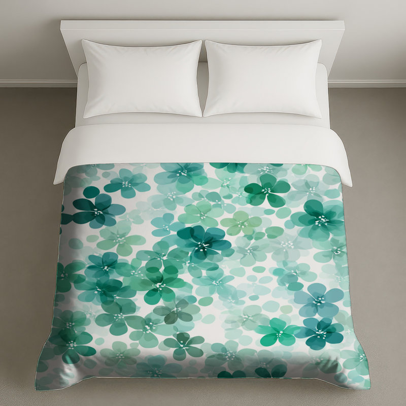 Housse de couette Floral Bedding, Housse de couette pour grand lit, Motif floral vert