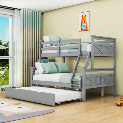 Kids Twin Over Full Bunk Bed with Trundle