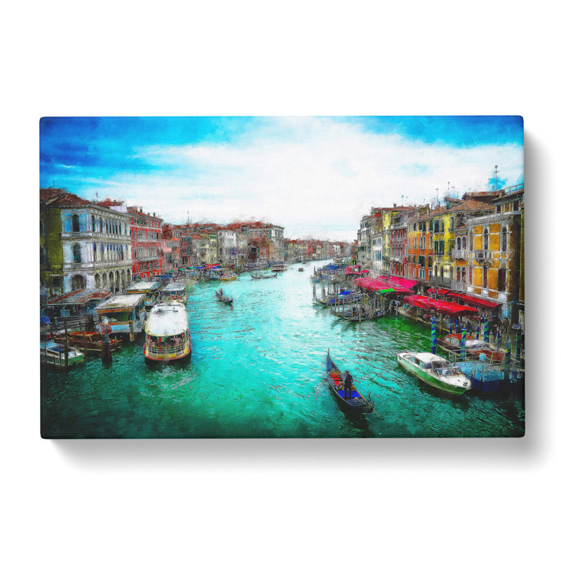 Gondolas In Venice Italy - Wrapped Canvas Painting, 40cm H x 60cm W x 3cm D