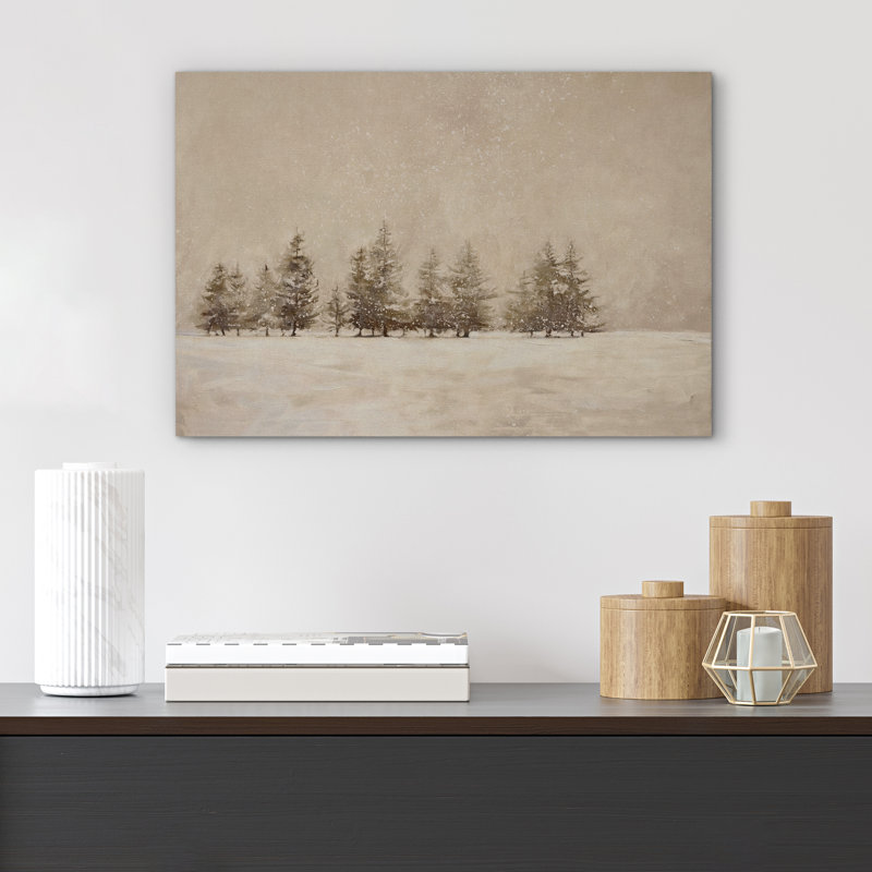 «Winter Minimalist Snowy Pine Trees», reproduction de paysage, cadre photo, impression sur toile, art mural, Toile tendue