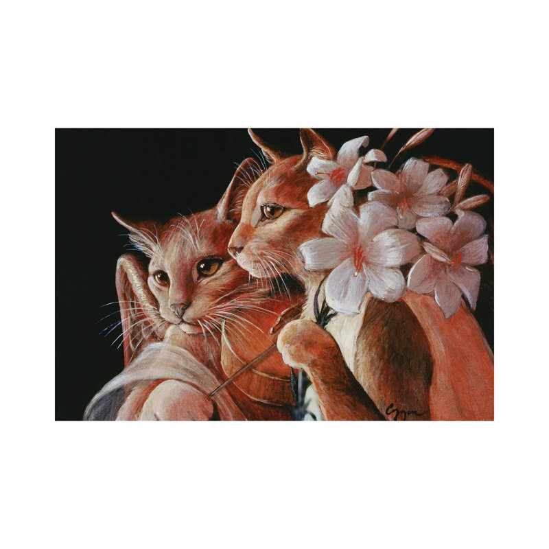 Cat Angels 1 Piece Painting on Canvas, 30.48 cm H x 45.72 cm W, Wrapped Canvas