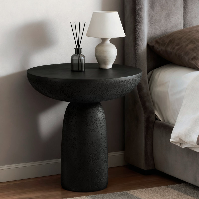 Table d'appoint en fibre de verre en forme de champignon, Noir