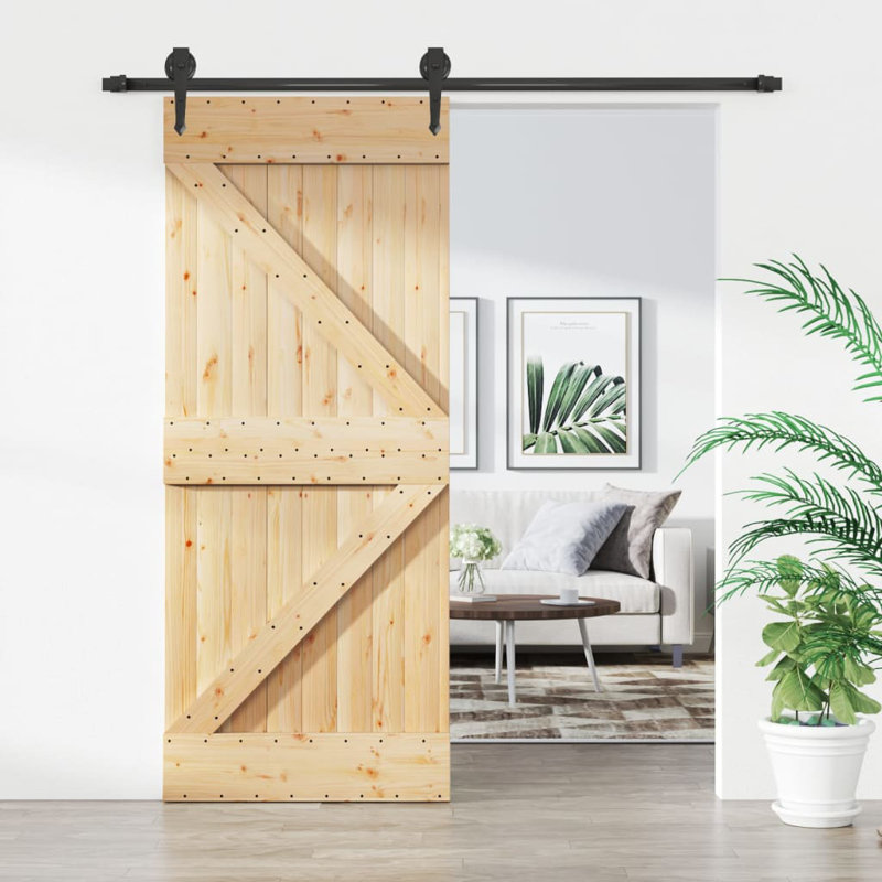 Porte coulissante avec quincaillerie Vidaxl, 33,5 po x 82,7 po, Noir/naturel
