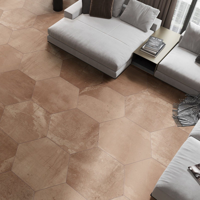 Argillos Hex 20-1/2 In. X 23-5/8 In. Porcelain Floor And Wall Tile, Brown