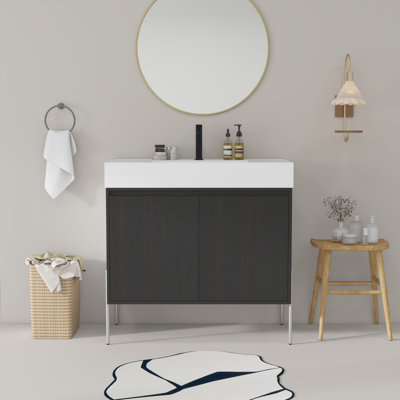 Meuble-lavabo sur pied 36 po avec lavabo en résine